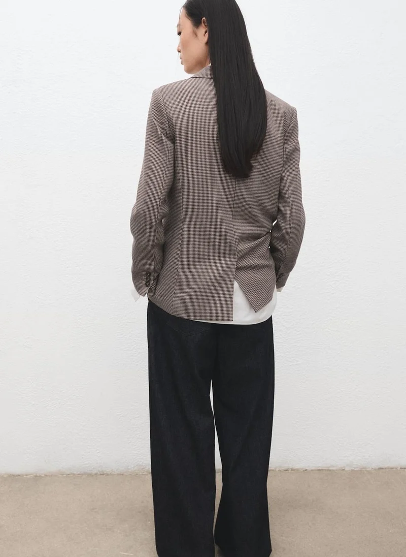 MANGO Double-breasted micro-houndstooth jacket